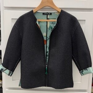Women’s Dark Gray Jacket with Floral Interior